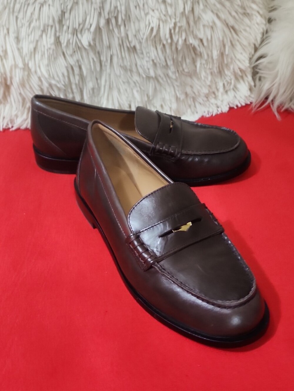 MadewellThe Grayson Penny Loaf Dark Brown Leather Penny Loafers with Gold Accent